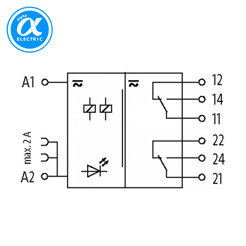 [무어] 52111 / 릴레이 모듈 / MIRO 12.4 24V-2U INPUT RELAY / IN: 24 VAC/DC - OUT: 250 VAC/DC / 6 A / 2 C/O contact - 12,4 mm screw-type terminal